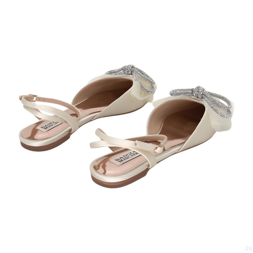 Badgley Mischka Women's Sabina Ballet Flat, Ivory, Size 7 - Picture 2 of 5